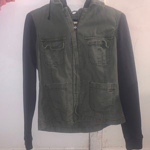 American eagle jacket zip up small dark green and black